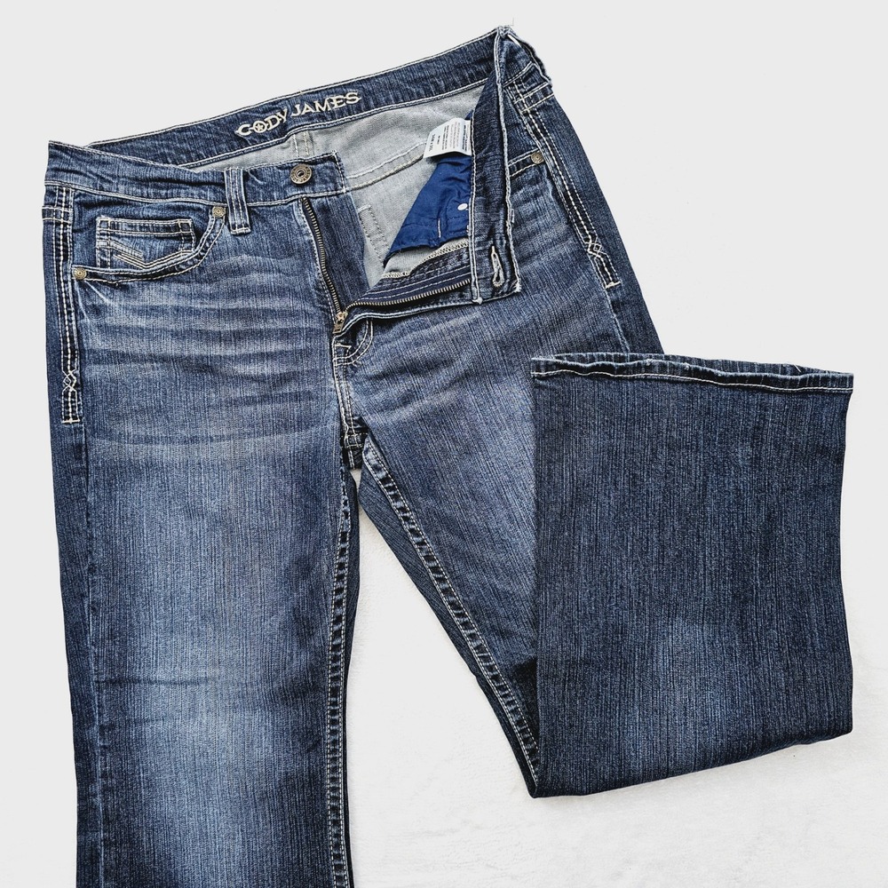 Cody James Bootcut Jeans Mens 34x29 Blue Dark Wash Contrast Stitch Western Rodeo